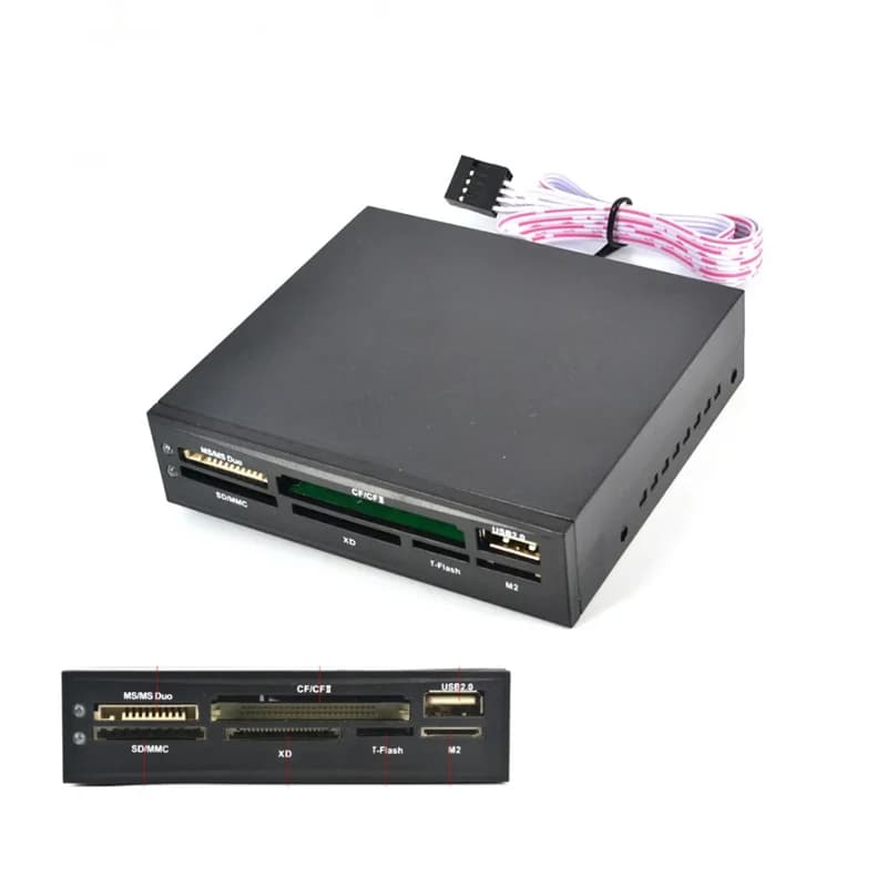 Custodia per PC Lettore di schede integrato HUB USB CF MS DUO SD MMC XD M2 T-Flash Adattatore per scrittura di schede di memoria per disco rigido HDD da 3,5 pollici