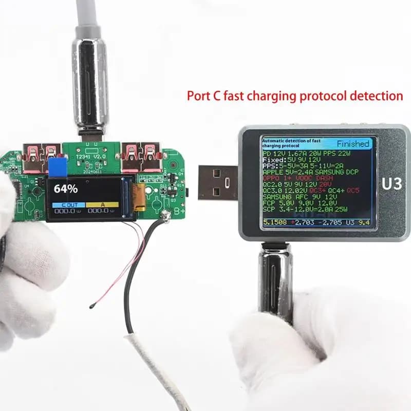 1 pz Convertitore Buck per Caricabatterie Rapido Bidirezionale, Modulo di Alimentazione Mobile Fai-da-te con Display, Scheda Madre di Alimentazione USB Type-C 22.5W