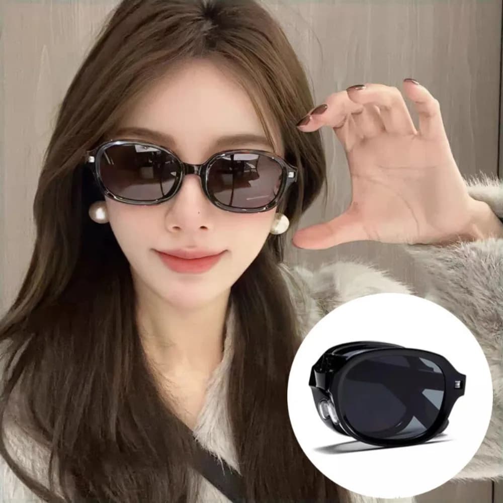 Folding Fashion Portable Retro Sunglasses Oval Trend Fashion Sunglasses Sunglasses Batch Hair Protection Men's Sunglasses