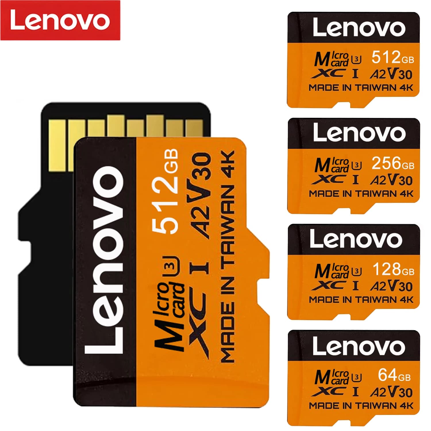 Lenovo SD Card TF Card 512GB 256GB High Speed Micro SD Memory Card U3 V30 A2 Compatible With Dash Cam Nintendo Switch Tablet