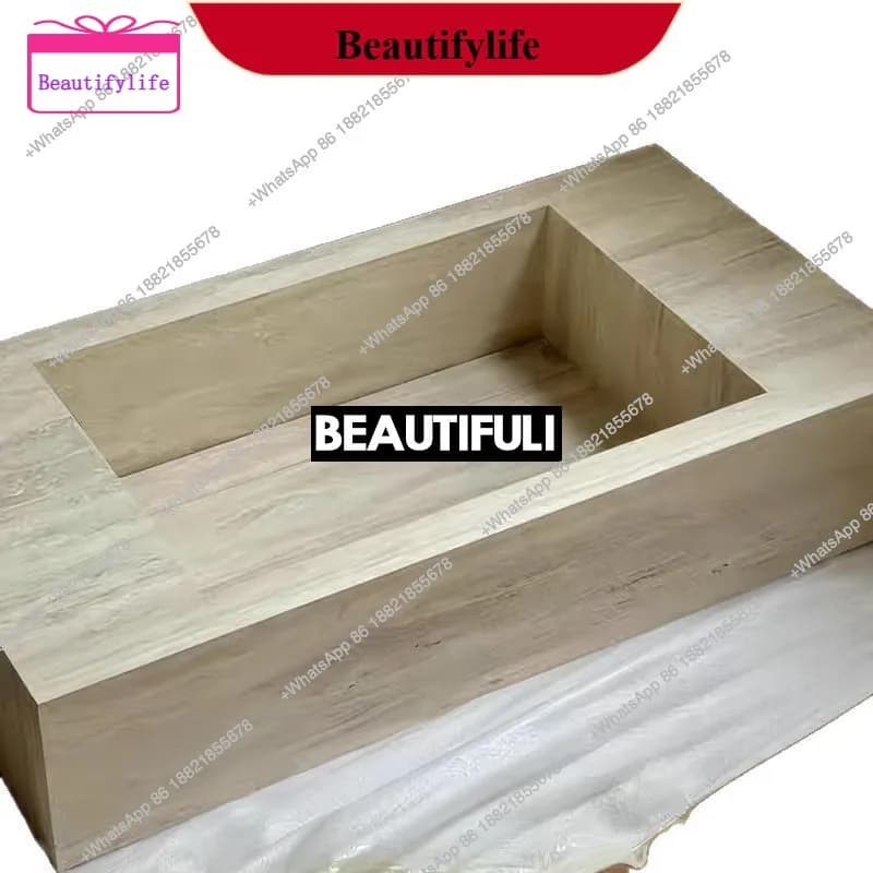 YL Bathroom Cabinet Rock Sab Basin Wall Mount Marble Bathroom Vanity Storage Cabinet with Led Mirror Smart Cabinet Integrated