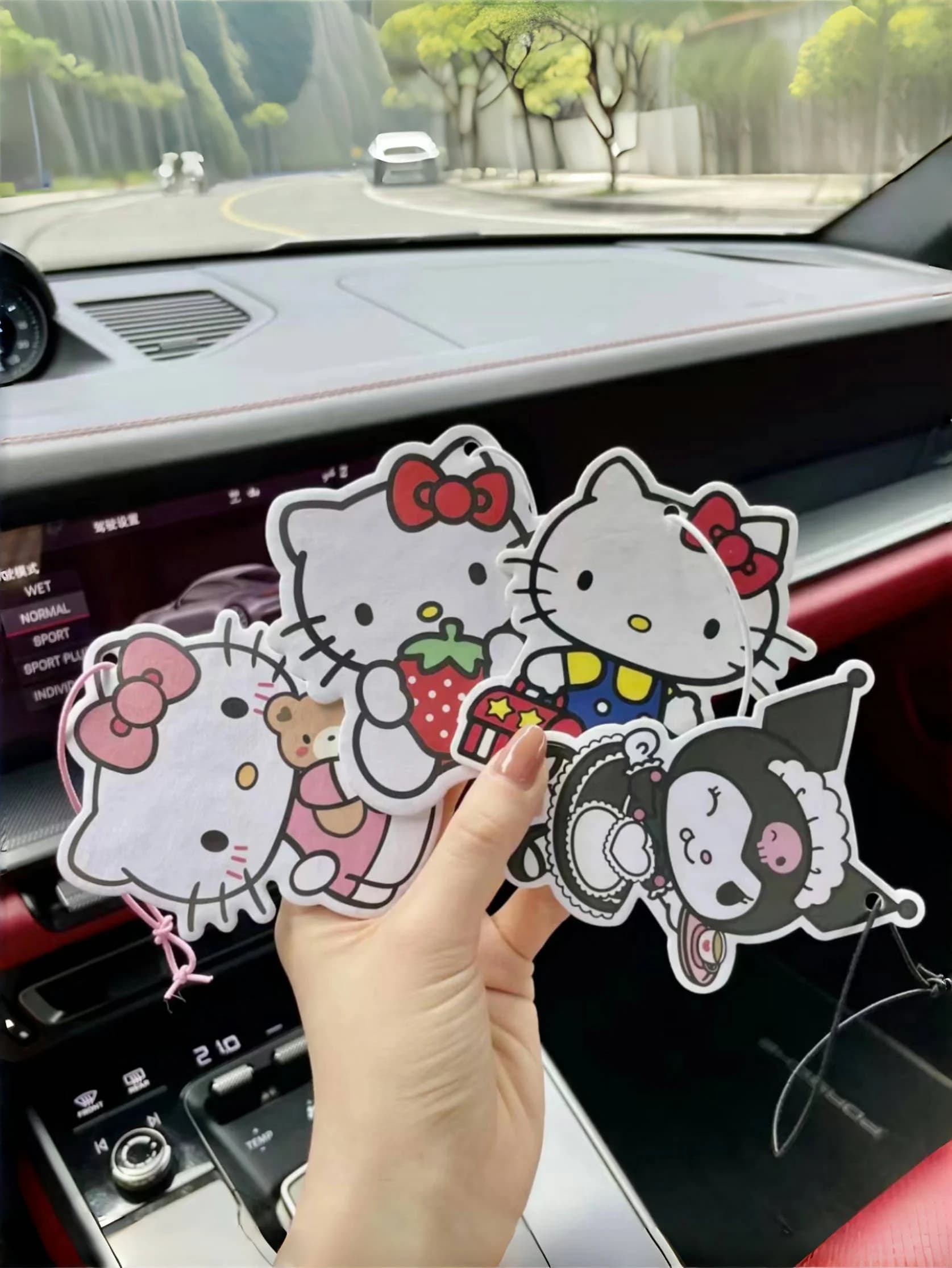 1pc Hellokitty Sanrio Cartoon Animation Shoe Decoration Car Deodorant Car fragrance, Car mirror hanging fragrance