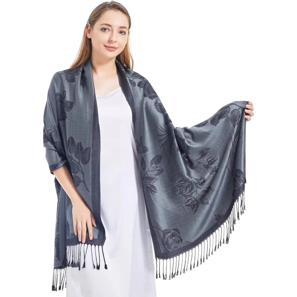 Sciarpa scialle di Pashmina Paisley setosa, sciarpe avvolgenti di Pashminas jacquard rave da donna morbide