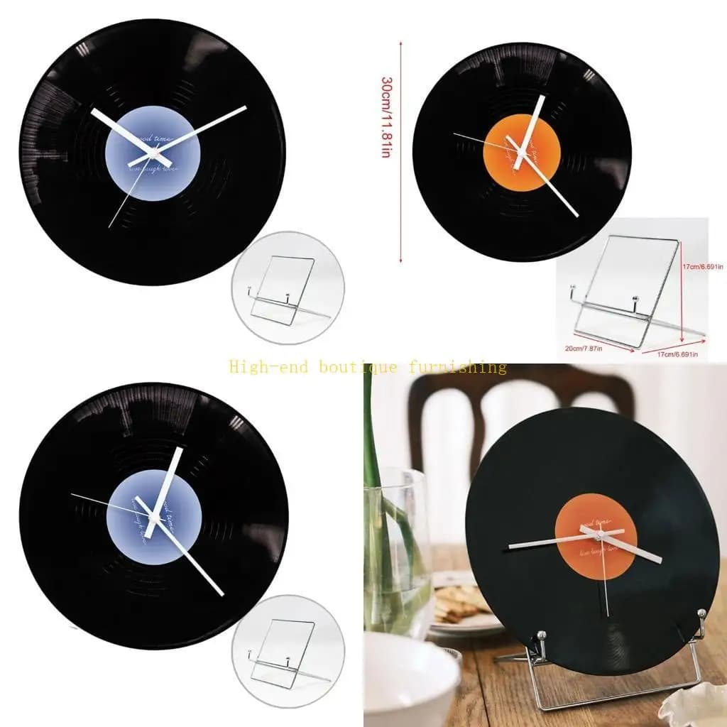 L9NB Decorative Watch Shaped Black Silent Design for Music Lovers Table Watches with 12