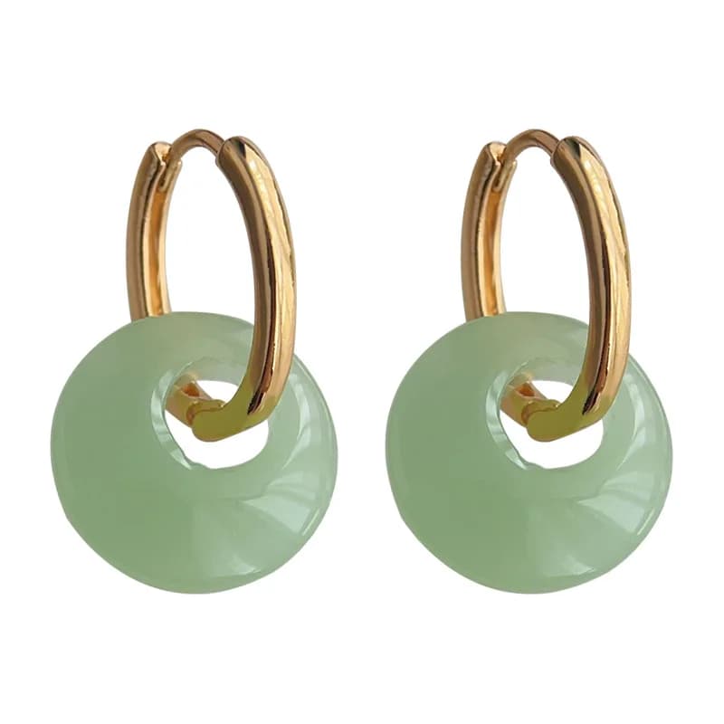 Ethnic Style Safety Buckle Glass Crystal Earrings For Women flat Round U-shaped Earrings Wedding Jewelry Christmas gift