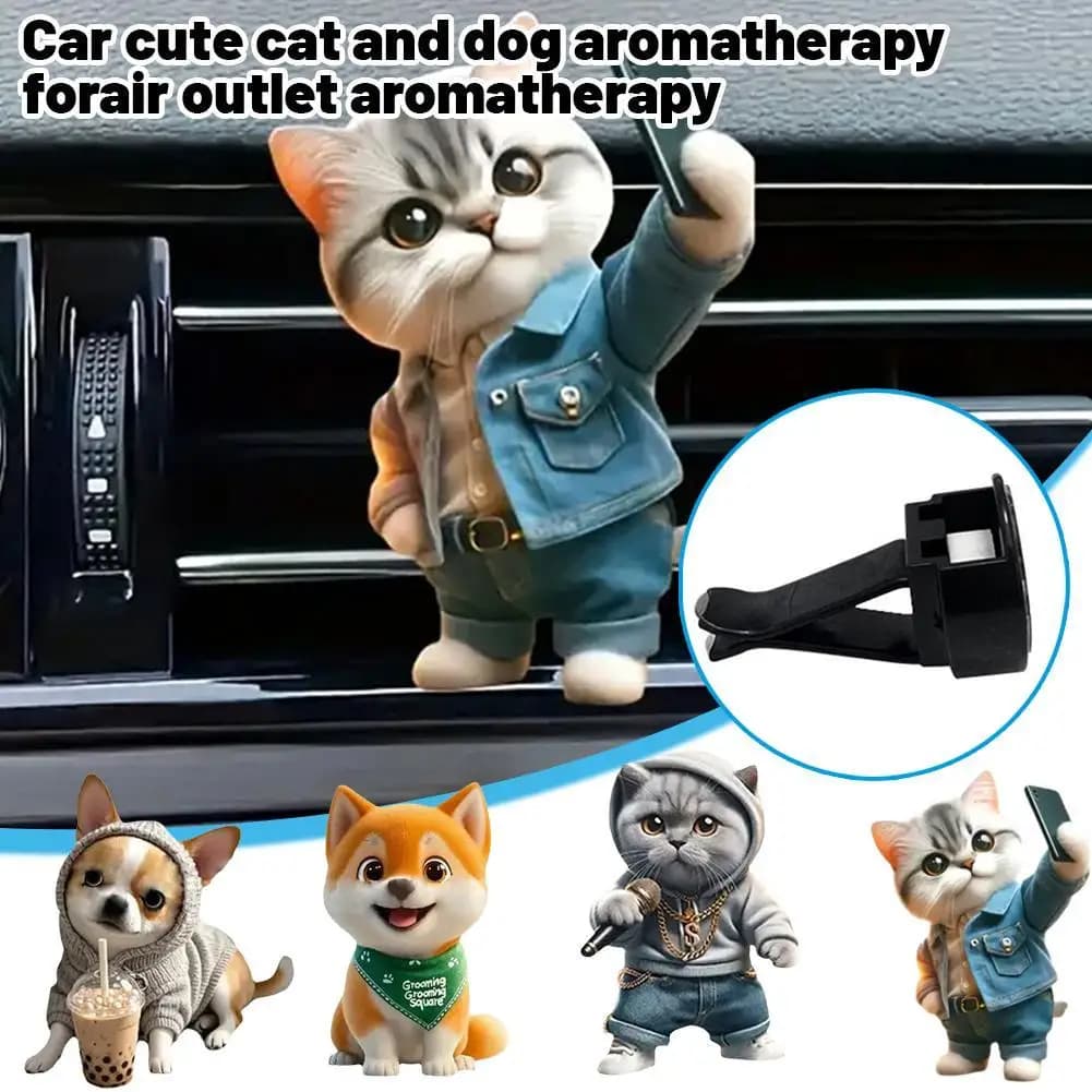 Clip per profumo per presa d'aria per auto, deodorante per auto, condizionamento, aromaterapia, simpatico gatto/cane, decorazione interna, accessori, strumenti