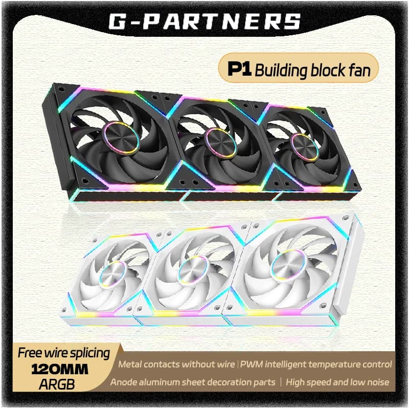 GPARTNERS Star Brick P1 ARGB Ventola per PC 120mm Jungle Leopard Interstellar 12V PWM Computer Giunzione wireless Ventola da costruzione