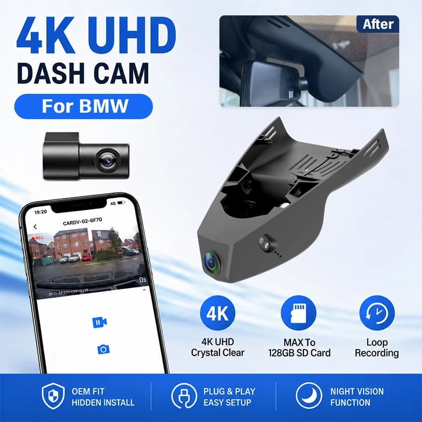 Car DVR ,Plug and play 4K Dash Camera for BMW 3 Series G20 G21 G28,4 Series G22 G23 G26,M3 G80 G81,M4 G82 2020-2024