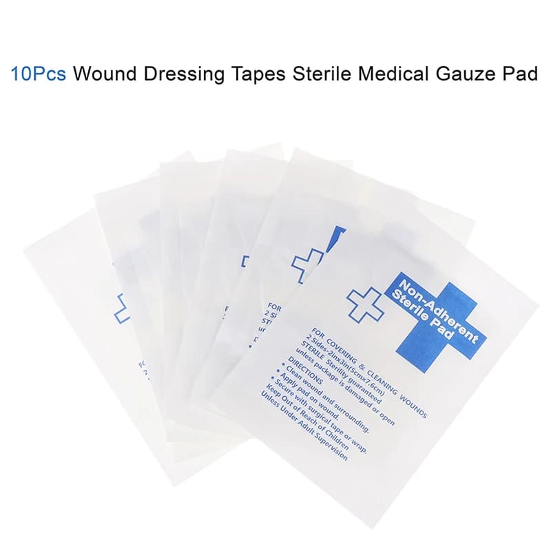 New#10Pcs Waterproof Gauze Pad Non-adherent Pad First Aid Kit Wound Dressing Tapes Sterile Gauze Pad