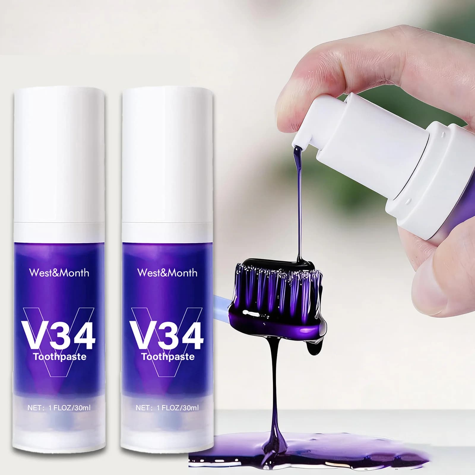 V34 Dentifricio Whitening 30ml Intensive Sweater for Removing Plates Yellow Tooths Fresh Hygiene Oral Genuine Protection