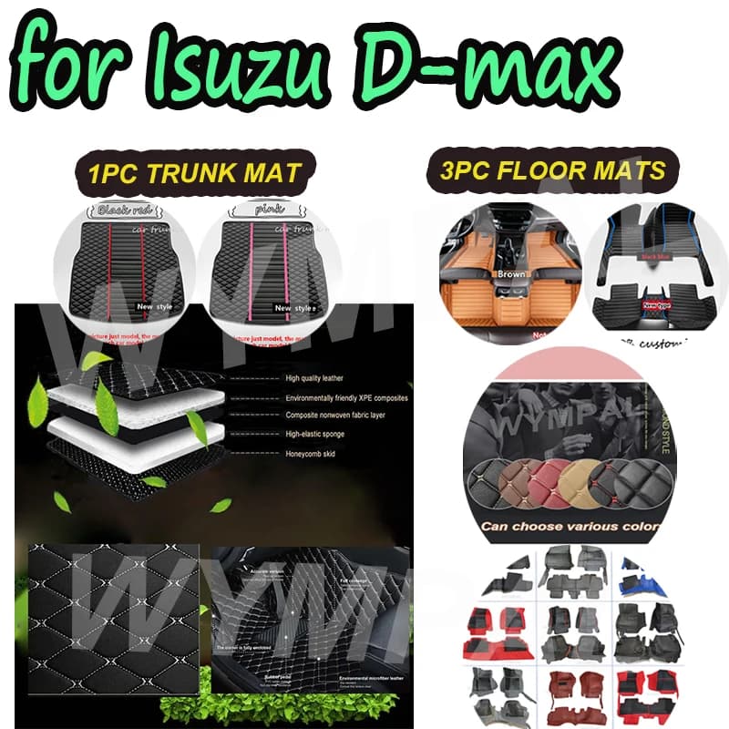 LUXURY Car Floor Mats For Isuzu D-max Dmax D max 2022 2021 Carpets Foot Pads Custom Auto Accessories Interior Pedals Rugs