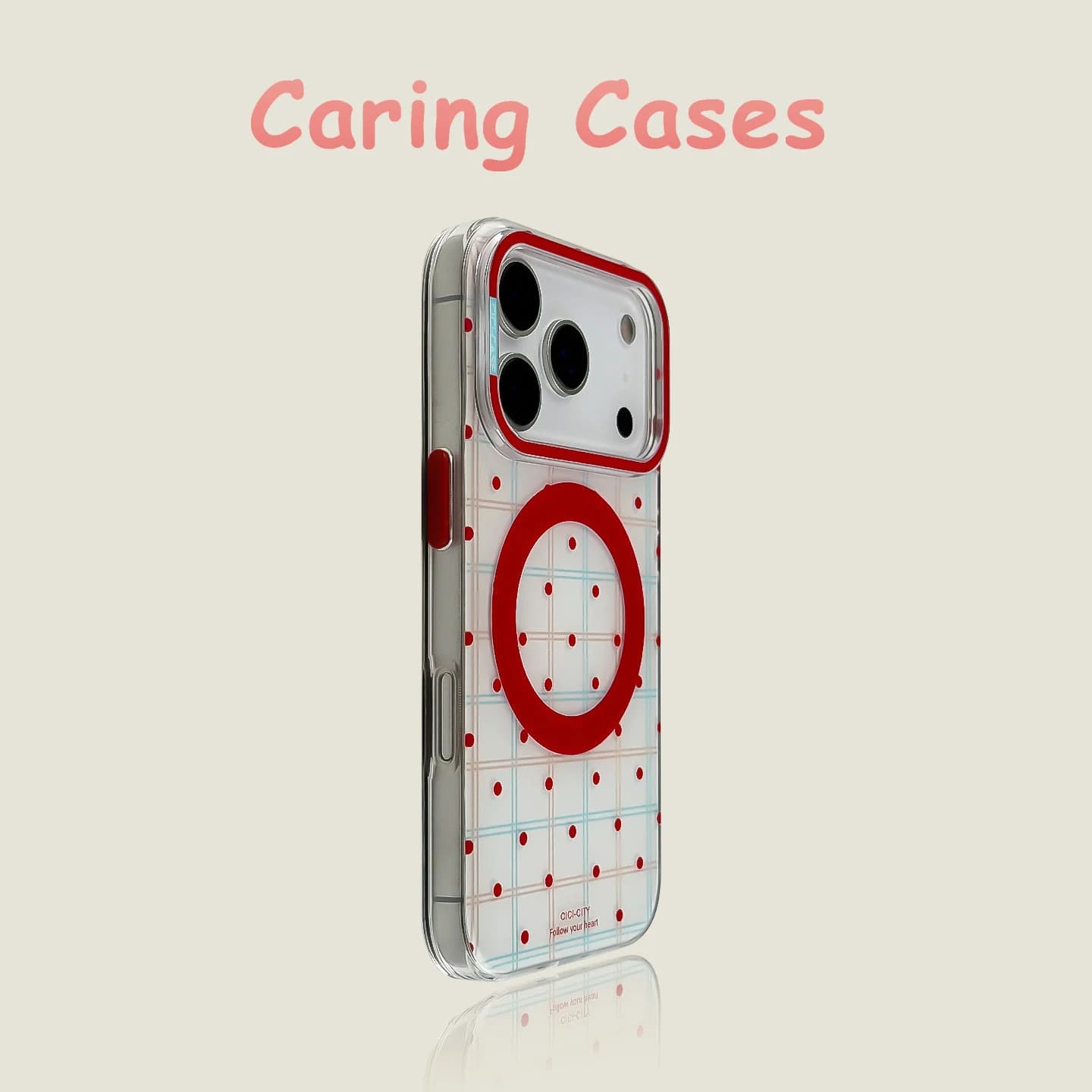 For iPhone 17 Pro Max Case Red Polka Dot Magnetic Clear Camera Guard Compatible with iPhone 16 15 14 13