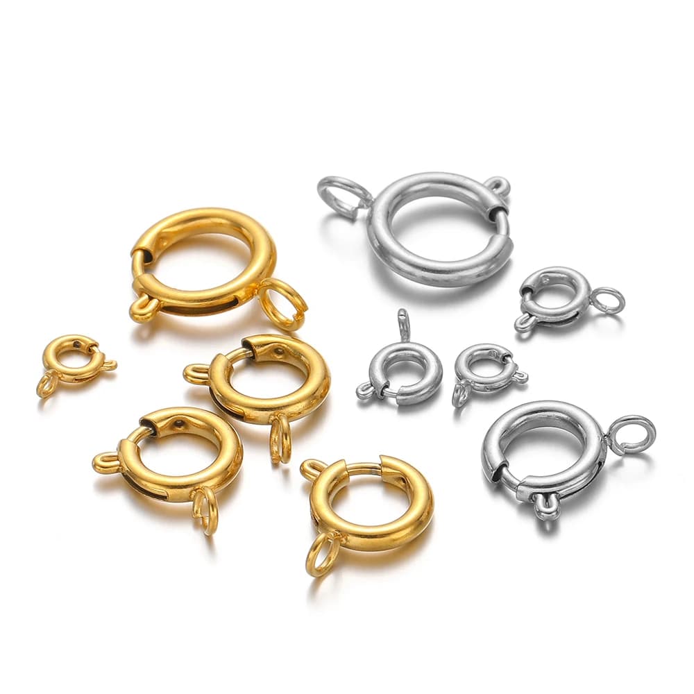 10 pcs Stainless Steel Round Spring Ring Chain Necklace Connectors for FAI Jewellery Bracelets Making Earrings Accessories 5-12mm