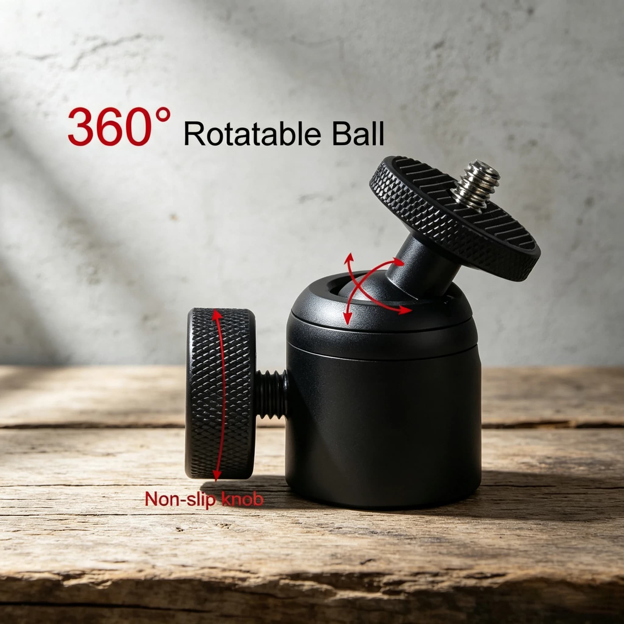 Metal Tripod Ballheads 360° Swivel Portable 1/4" Tripod Mount Universal for DSLR, Action, Phone, LED Webcam & Live Vlog