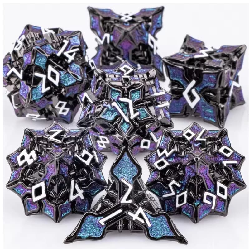 7 pezzi DND Set di dadi in metallo MTR Dadi poliedrici per Dungeons And Dragons Giochi di ruolo Set di dadi D&D Regali Dnd