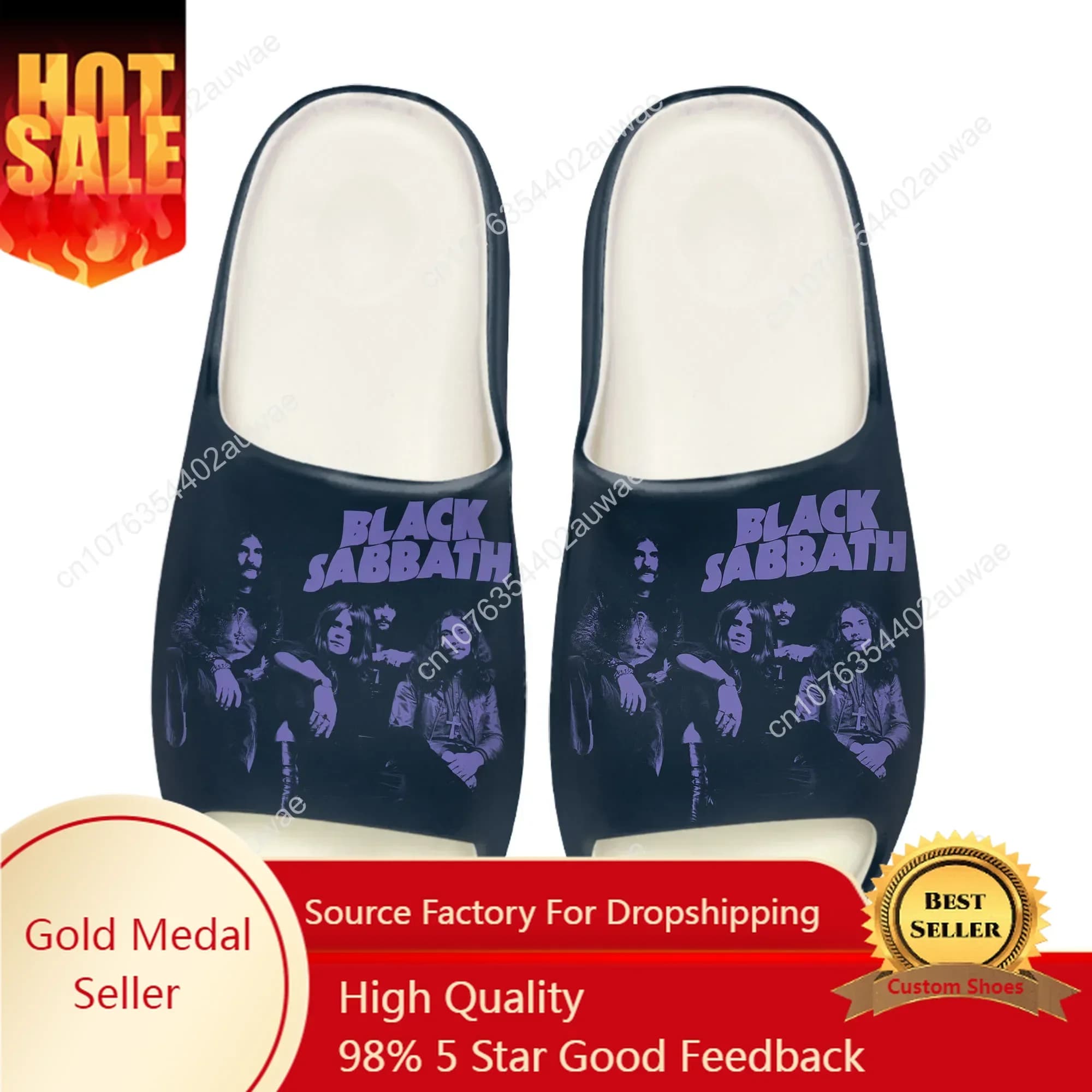 Pantofole con suola morbida Black Heavy Metal Band Sabbath Zoccoli per la casa Scarpe da acqua Uomo Donna Adolescente Personalizza su sandali di merda