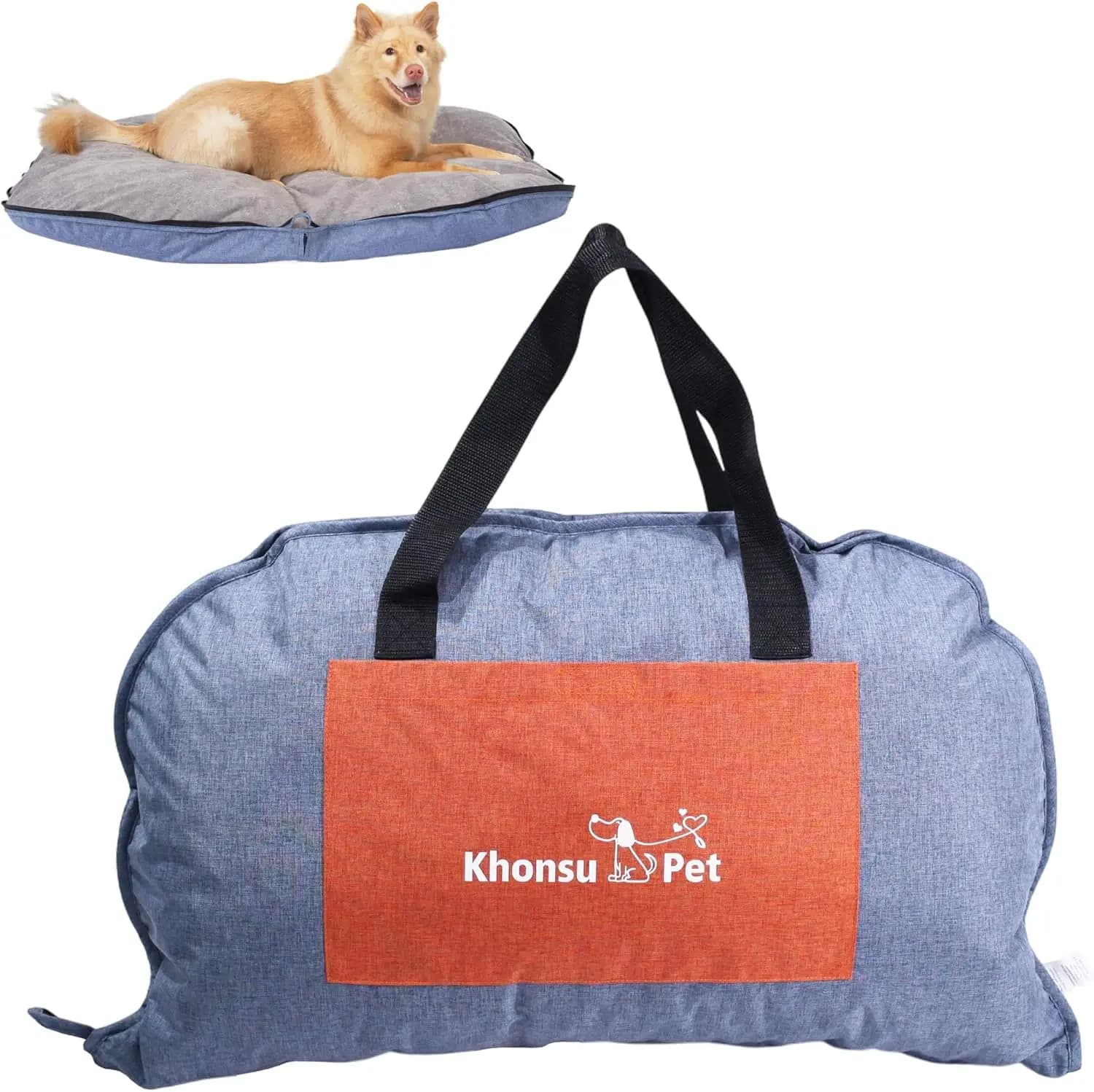 Cuccia Portatile Pieghevole per Cani da Viaggio e Campeggio, Impermeabile e Soffice, Facile da Pulire, Resistente, L (Blu Denim)