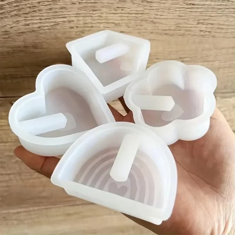 Stampi in Silicone per Mini Vasi - Forme a Cuore, Fiore, Casa Arcobaleno per Gesso, Cemento, Resina - per Decorazioni da Scrivania, Regali