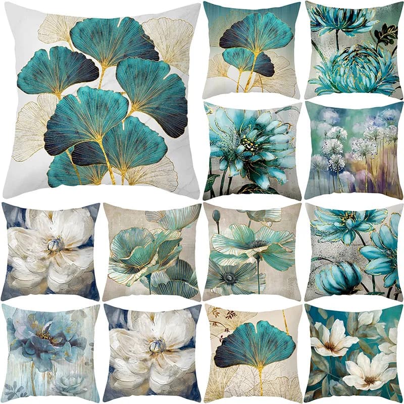 Pittura a olio fiore foglia di ginkgo stampa fodera per cuscino soggiorno divano fodera per cuscino casa camera da letto decorazione della stanza fodera per cuscino