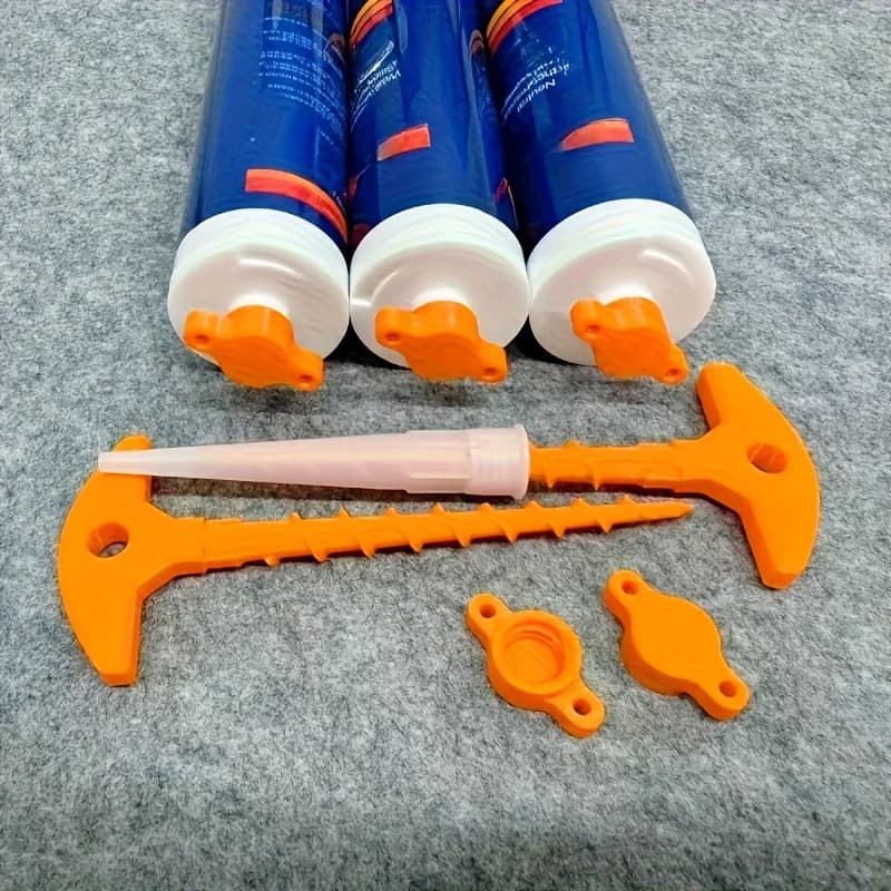 Silicone sealing cap and sealing gun nozzle removal tool, silicone sealing cap used for open core tubes to prevent rapid drying