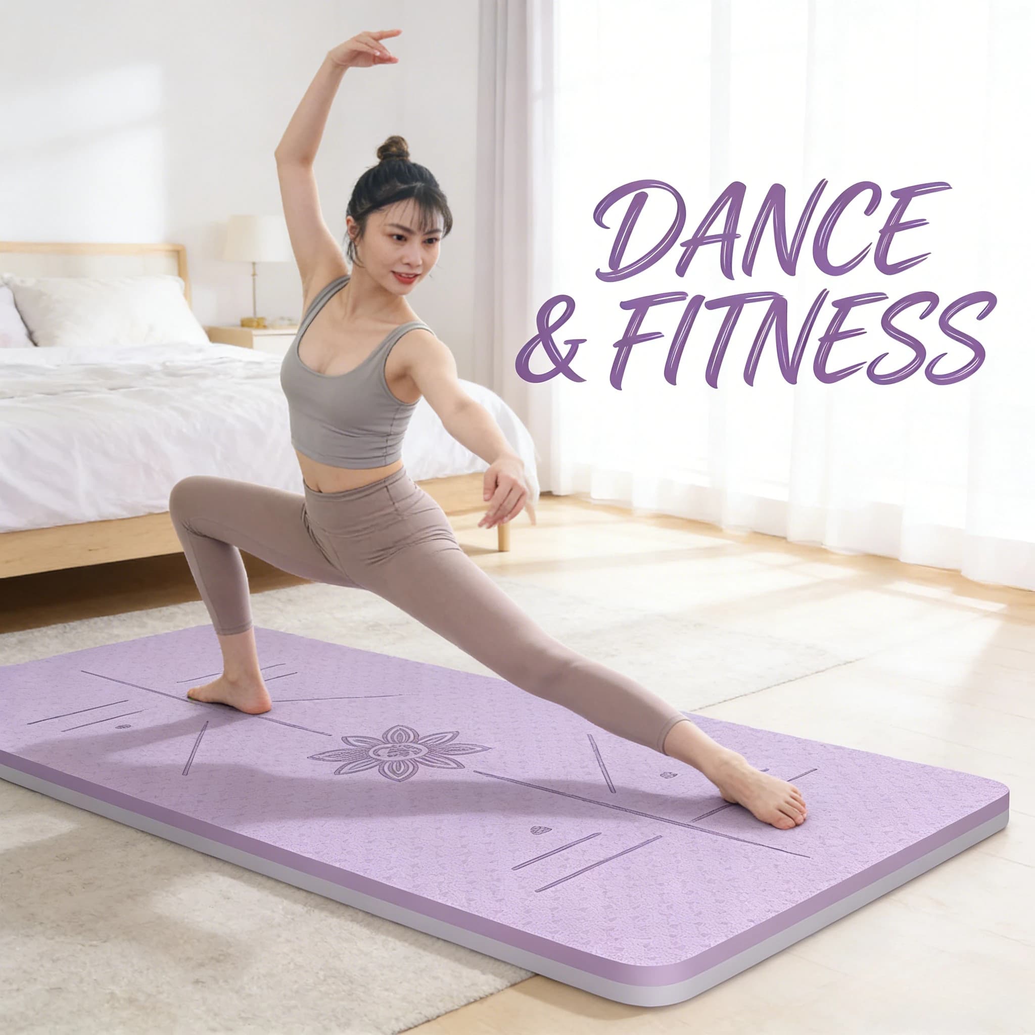 Tappetino Fitness TPE Largo e Spesso 80cm 2026 Antiscivolo per Yoga, Allenamento a Casa, Saltare con la Corda, Danza ed Esercizi, Protezione Pavimento