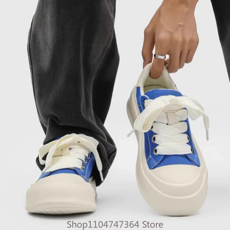 Scarpe Casual di Lusso alla Moda, Sneakers da Uomo con Suola Spessa, Allacciatura Traspirante, Scarpe Sportive Piatte per Giovani, Escursionismo all'Aperto