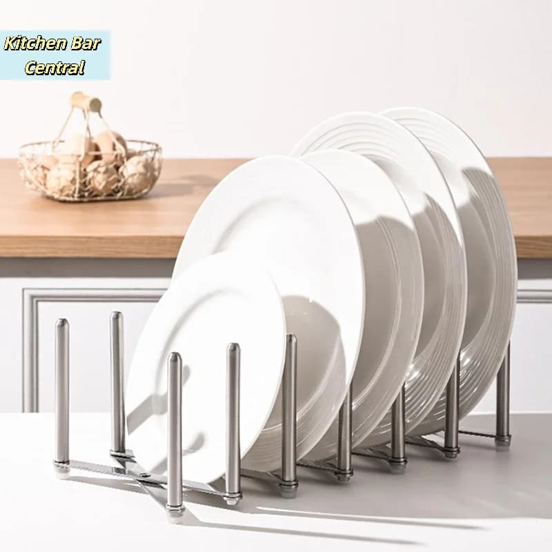 【Pot Lid Tableware Storage Rack Organizer Retractable Foldable Stainless Steel Plate Dish Holder Shelf Kitchen Gadgets】