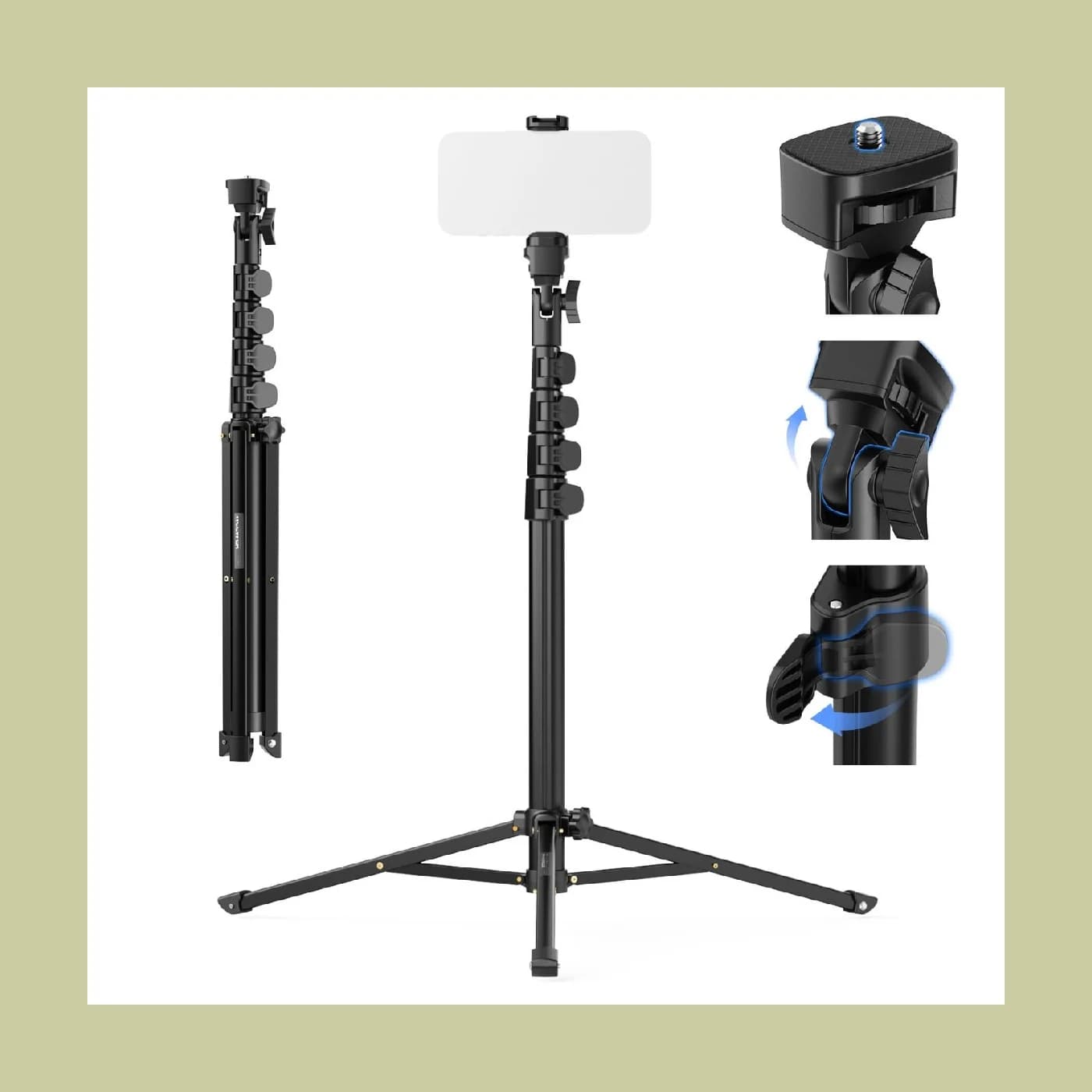 NEEWER Phone Tripod & Selfie Stick with Phone Holder Compatible with iPhone Android Smartphone, Action Camera, Mini Light