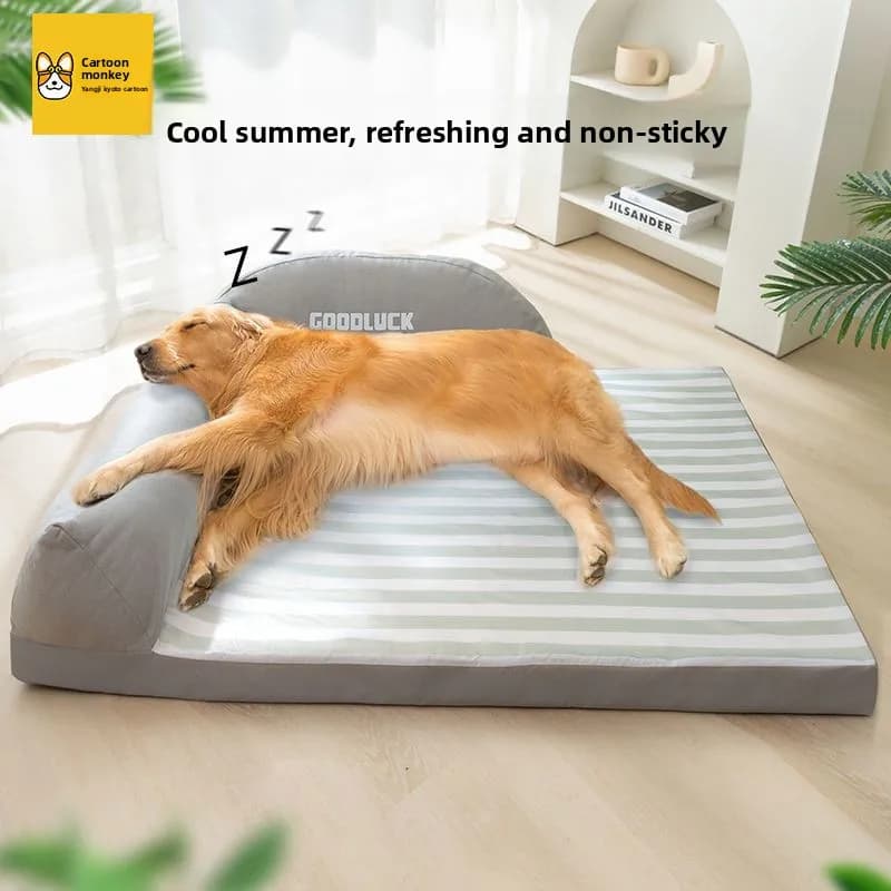 Cuccia per tutte le stagioni Golden Retriever Samo Labrador Divano nido con schienale a righe per cani di grandi dimensioni con cuscino rimovibile e lavabile