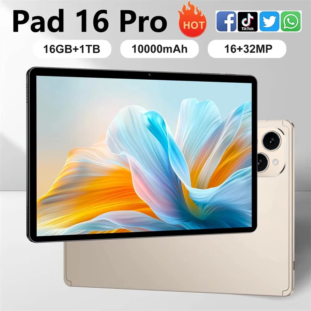 NUOVO Tablet Originale Pad 16 Pro 2026 HOT Snapdragon 8 Gen3 10.1 pollici Android 15 16GB+1TB 10000mAh 5G Dual SIM WiFi GPS