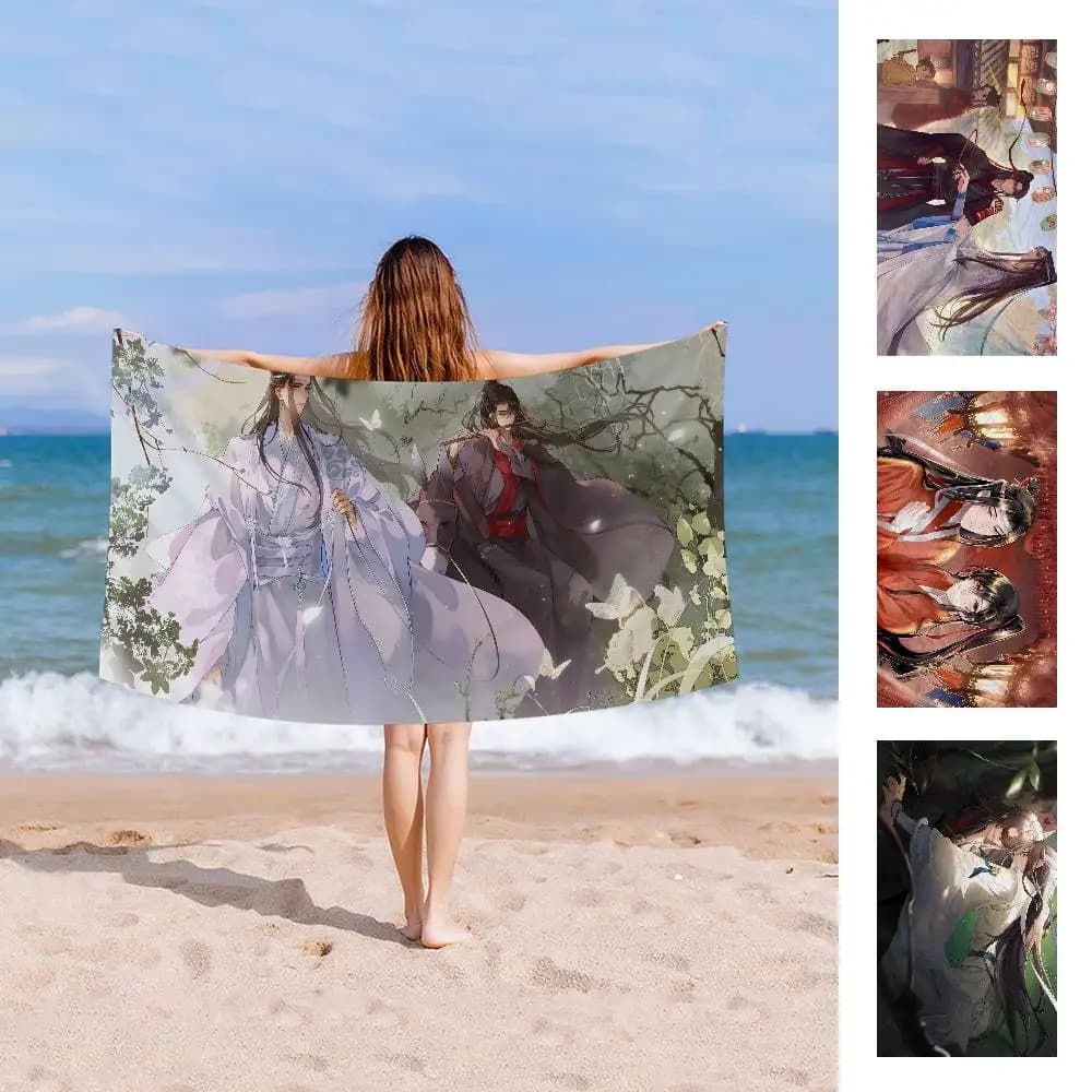 Asciugamano da spiaggia Anime Mo Dao Zu Shi, morbido e assorbente, regalo per bambini, per viaggi, campeggio, palestra