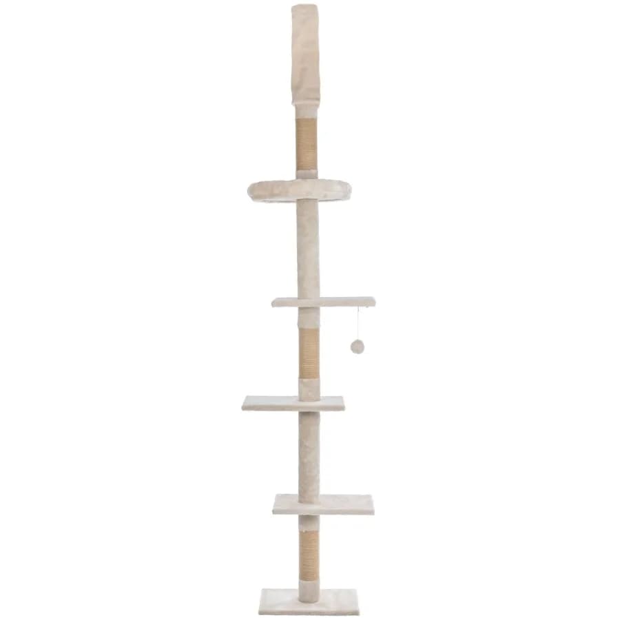 Kobe Sisal and Plush 90.5"-104" Ceiling Mount Cat Tree 4-Level Cat Tower Beige