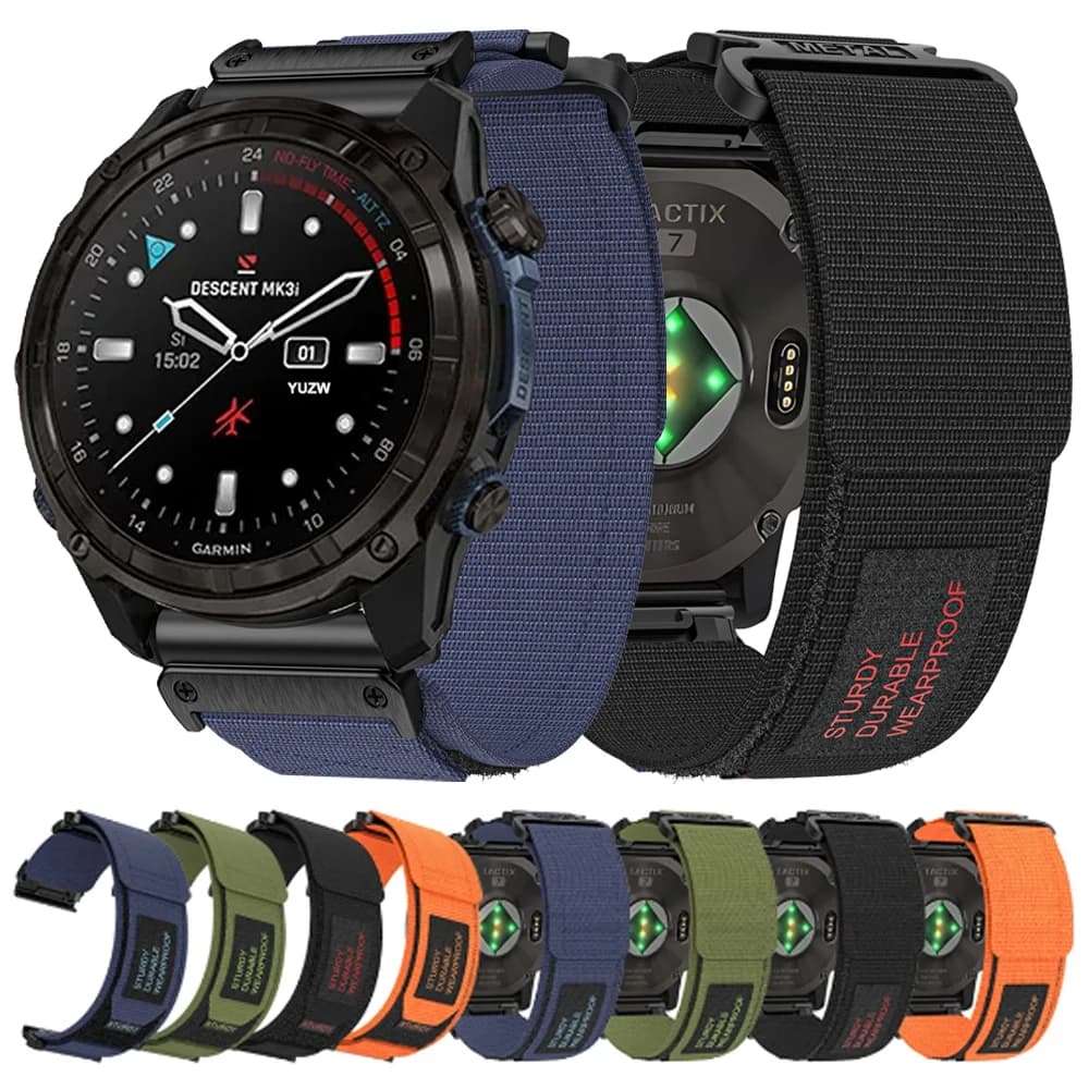 Cinturino in nylon QuickFit 22mm 26mm per Garmin Descent Mk3i 51mm Mk2 cinturino intrecciato morbido per accessori cinturino Garmin Epix Pro 47mm