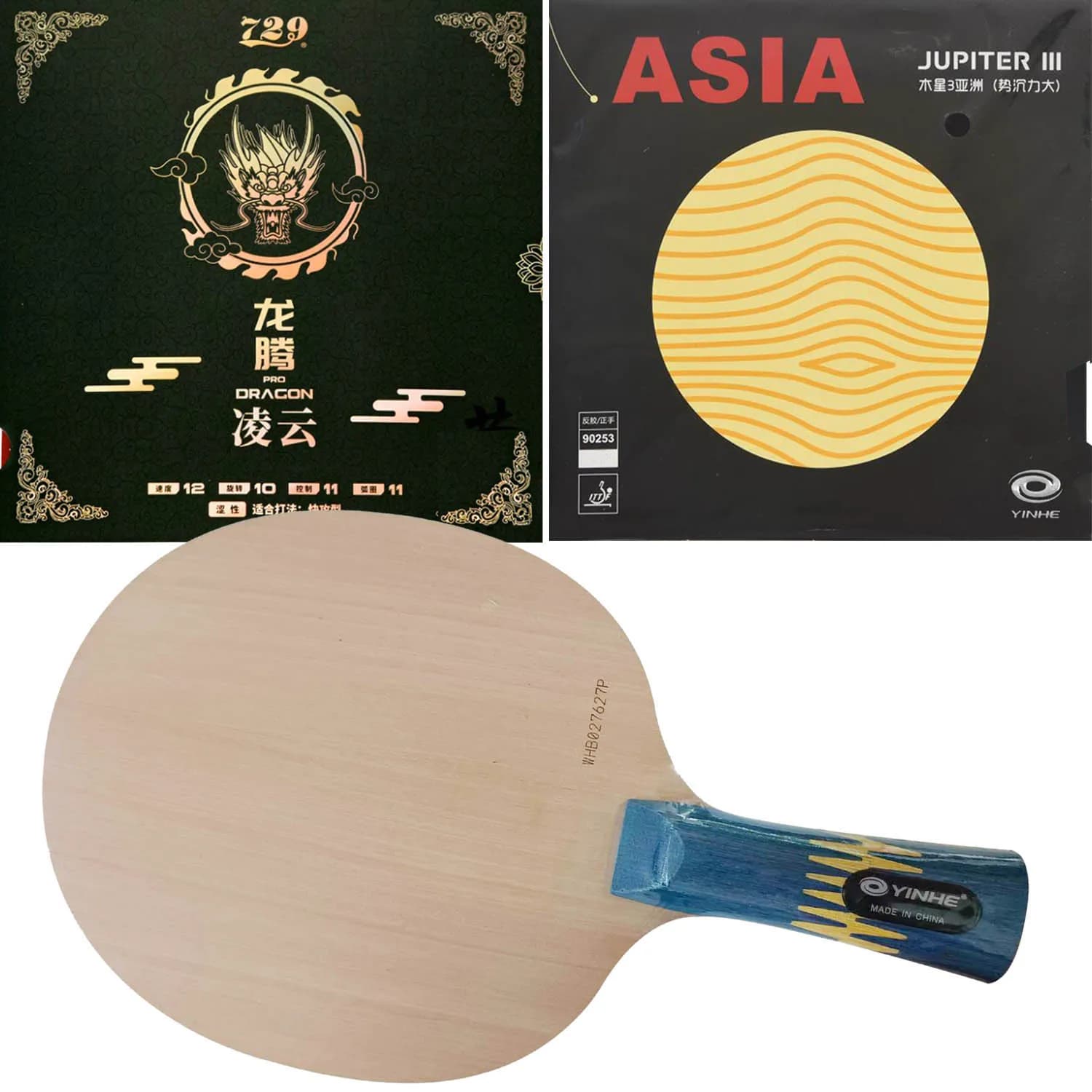 Pro Combo Racket Yinhe W-6 W 6 Table Tennis Blade with 729 Pro Dragon L and YINHE JUPITER 3 JUPITER III Ping Pong Rubber