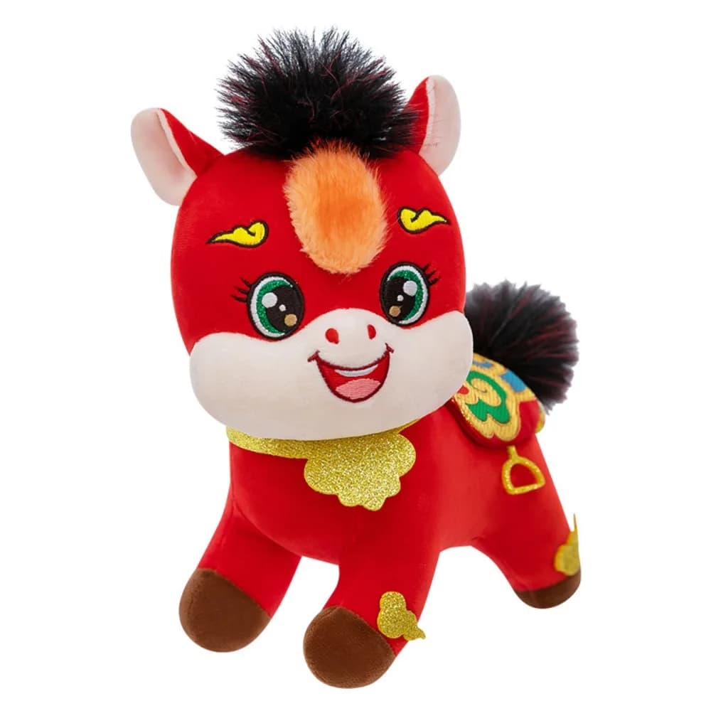 Kawaii simpatico cavallo farcito animale imbottitura in cotone PP morbido mascotte anno di cavallo ped zodiaco arredamento festivo