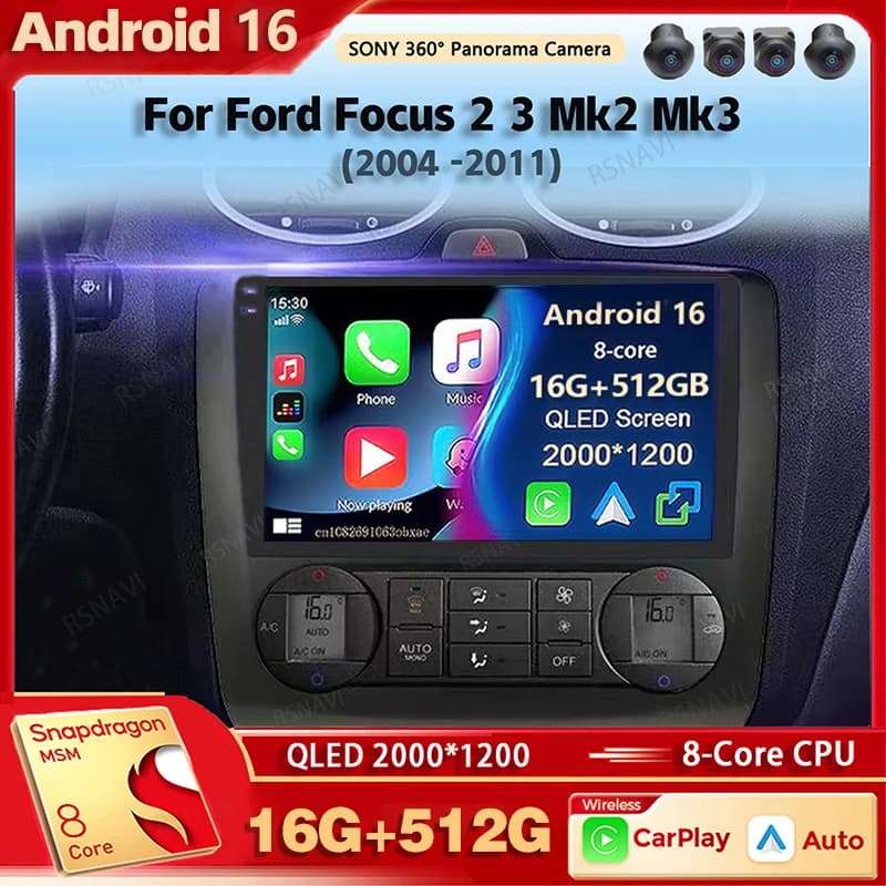 Android 15 Qualcomm Autoradio Lettore Multimediale Per Ford Focus 2 3 Mk2 Mk3 2004 2005-2011 Auto Wireless Carplay Cartereo n
