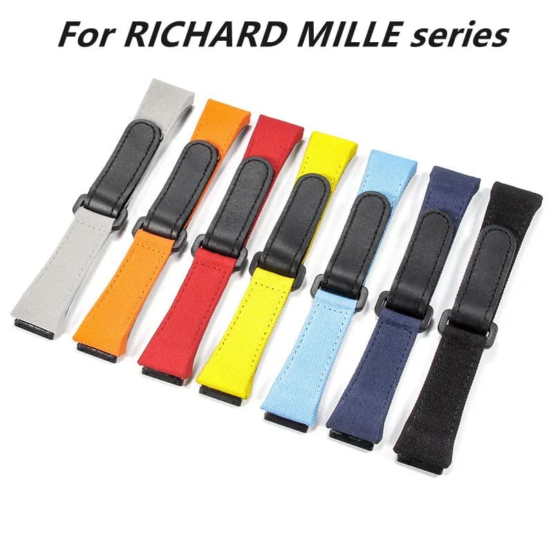 Per RICHARD MILLE RM 50/53/11 Cinturino per orologio con fondo in vera pelle di tela Cinturino morbido impermeabile Interfaccia dedicata 20-25mm