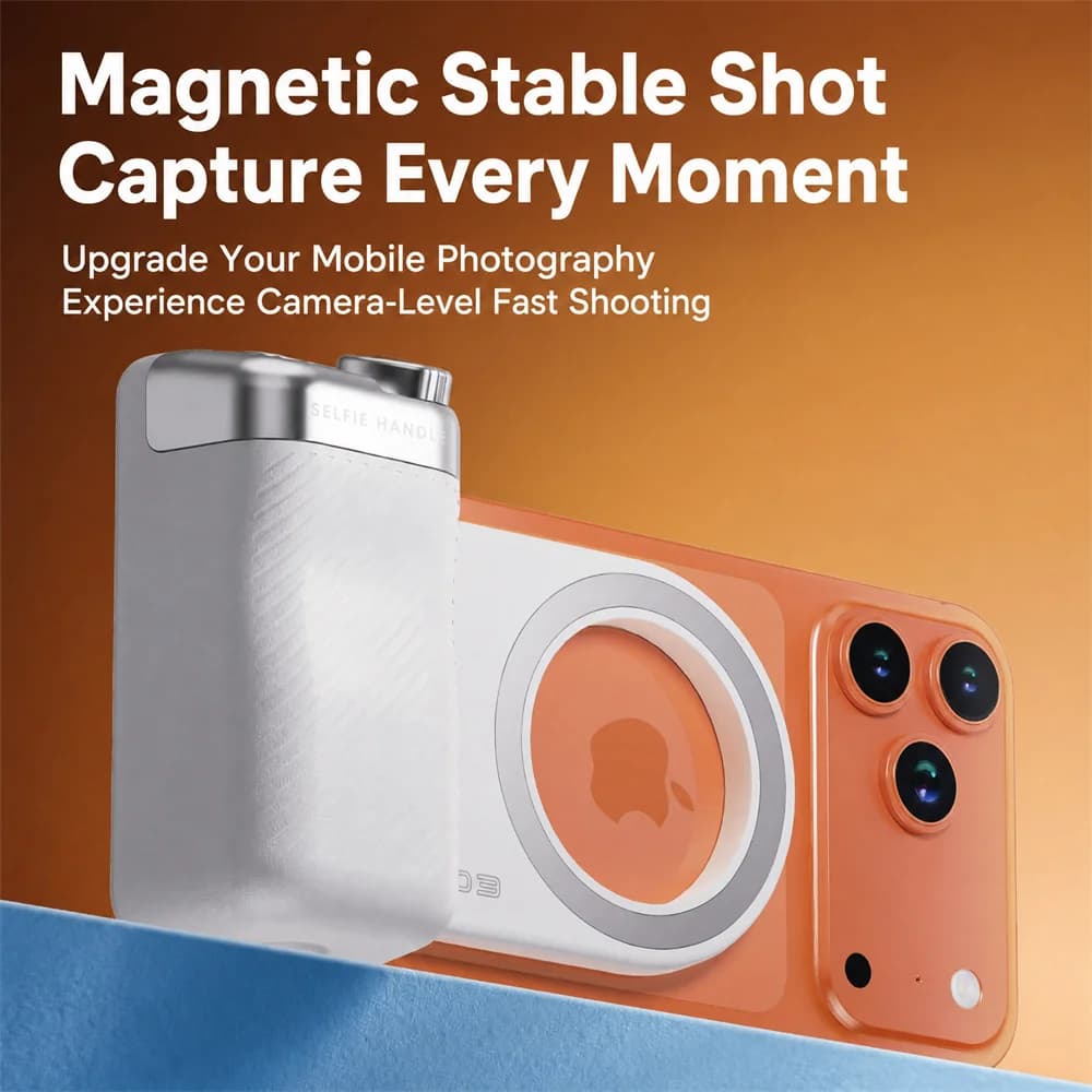 Dual Side Magnetic Smartphone Grip Phone Stabilizer Stand with Zoom Function+FillLight+Bluetooth Shutter for iPhone Android
