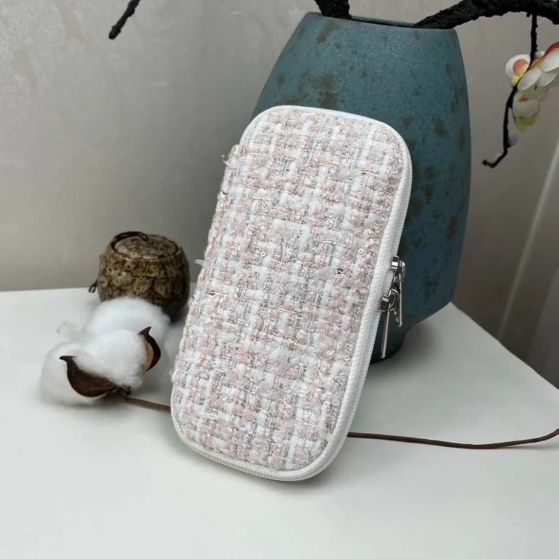 Original Diy Pink Multi-pen Pouch Fabric Pen Holder Simple Knitted Zipper Pen Case