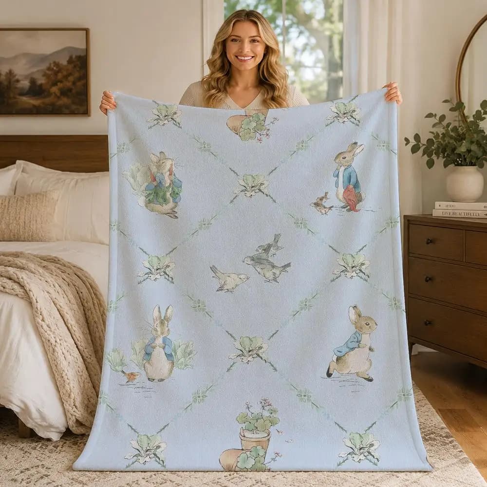 Character Classic Peter Rabbit Throw Blankets Soft Warm Flannel Blanket Bedding for Bed Living room Home Sofa