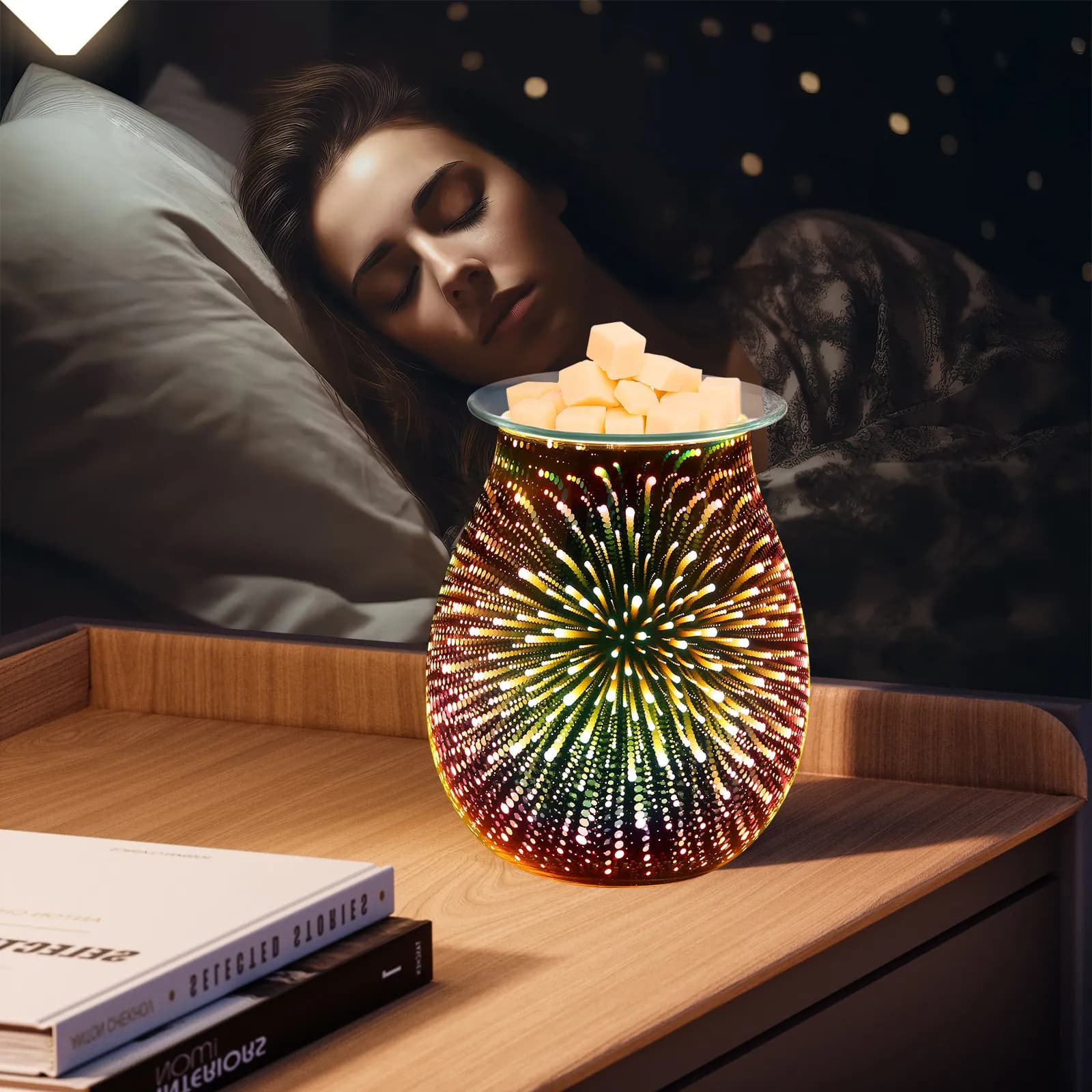 Set di 2 Scaldacera in Vetro Multifunzionali, Ricambio per Lampada Aromaterapica, Diffusore di Oli Essenziali, Decorazione da Scrivania