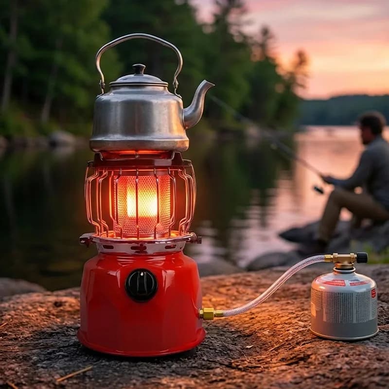 Mini Stufa a Gas Portatile, Fornello da Campeggio Antivento Multifunzionale, Riscaldatore a Gas Manuale per Pesca sul Ghiaccio, Escursionismo e Riscaldamento all'Aperto