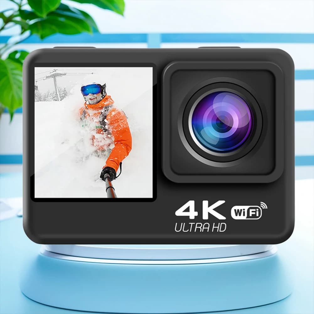 4K UHD Action Camera Dual Screen Display 2.0 Inch IPS Screen Outdoor Sport Cam 120 Wide Angle Underwater Camera 30M Waterproof