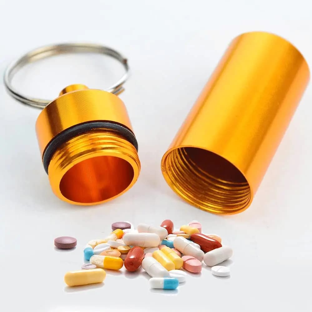 Waterproof aluminum pills, bottle for medicines, for medicines, vitamin supplements, outdoor camping, first aid trips