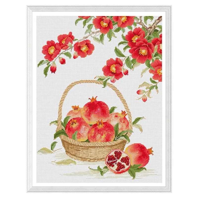 Pomegranate Printed Kit Cross Stitch 11CT 14CT Embroidery DIY Cotton Needlework Sets Crafts With Needles 55 Colors