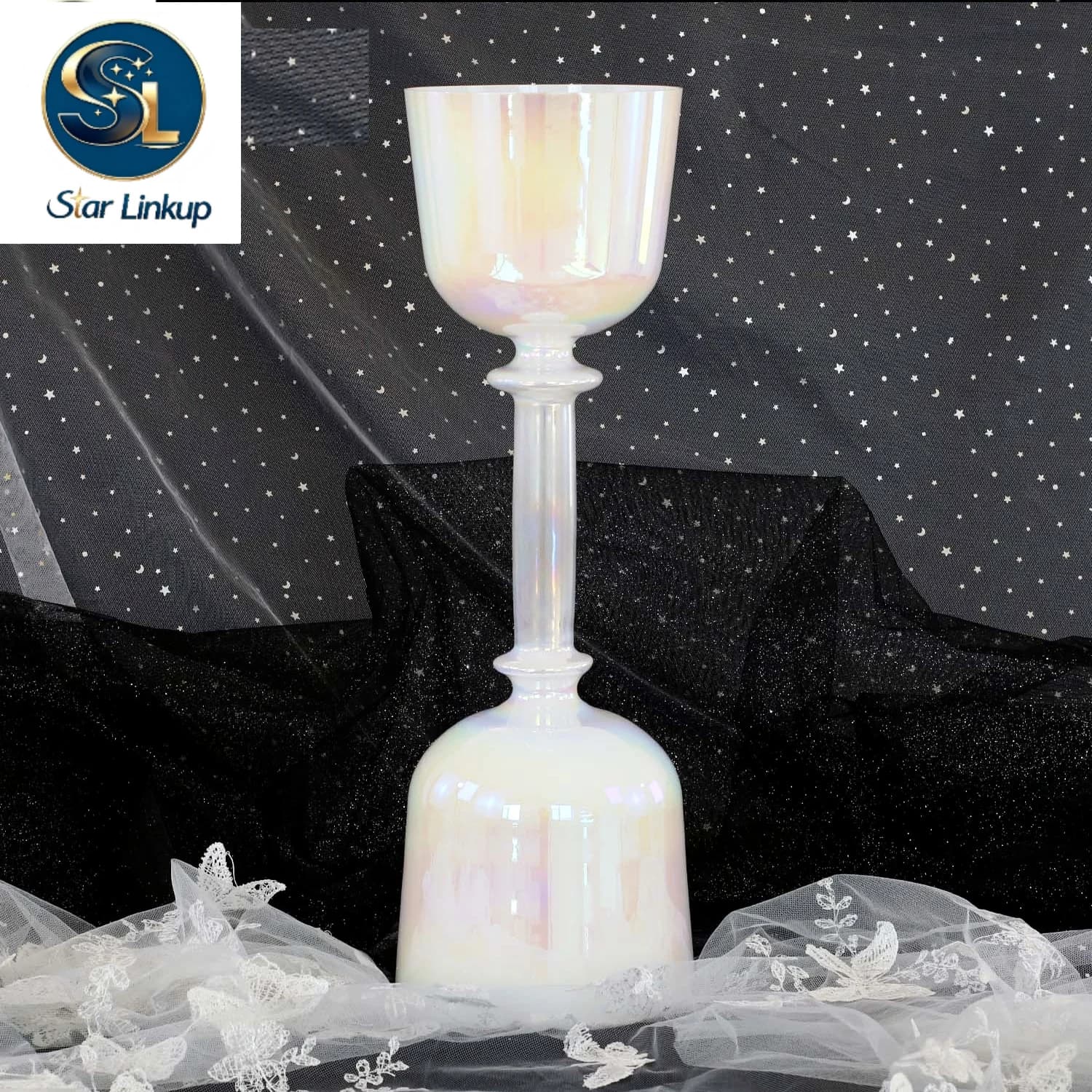 432Hz 6-7inch Clear Double Headed Cosmic Light Crystal Hand-held Singing Bowls