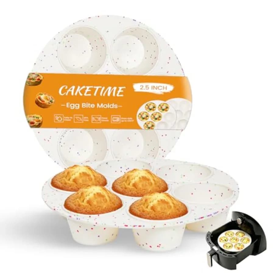 Silicone Muffin Pan for Air Fryer Oven, Nonstick 7 Cups Confetti Design, Baking Mold for Egg Bites, Muffins, Cupcakes, Mini Qui