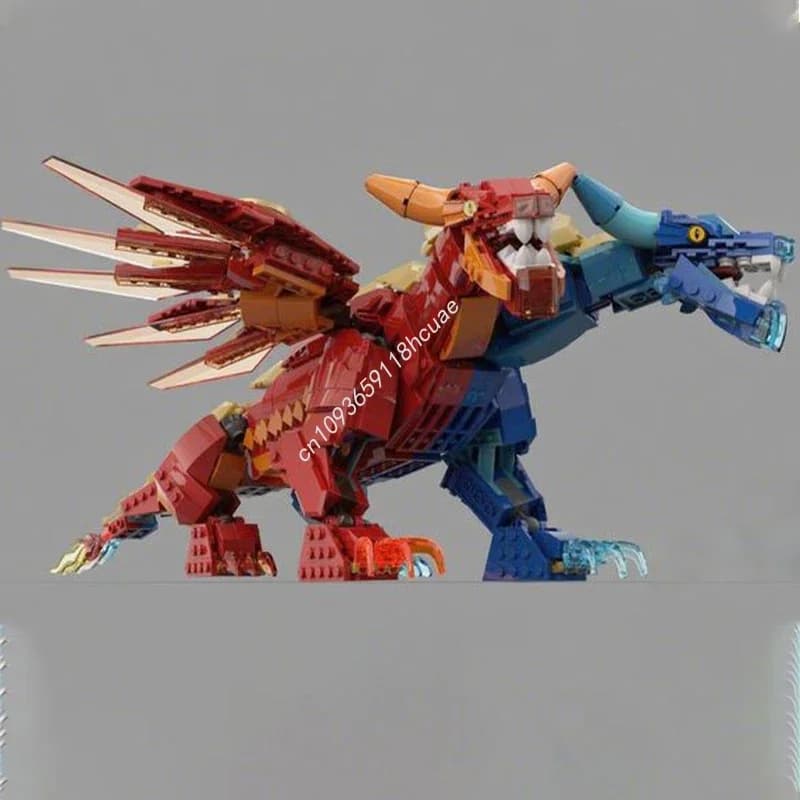1980pcs MOC Dual Elementals Dragon Building Blocks Christmas Toy to Develop Patience and Concentration DIY Kids Gift
