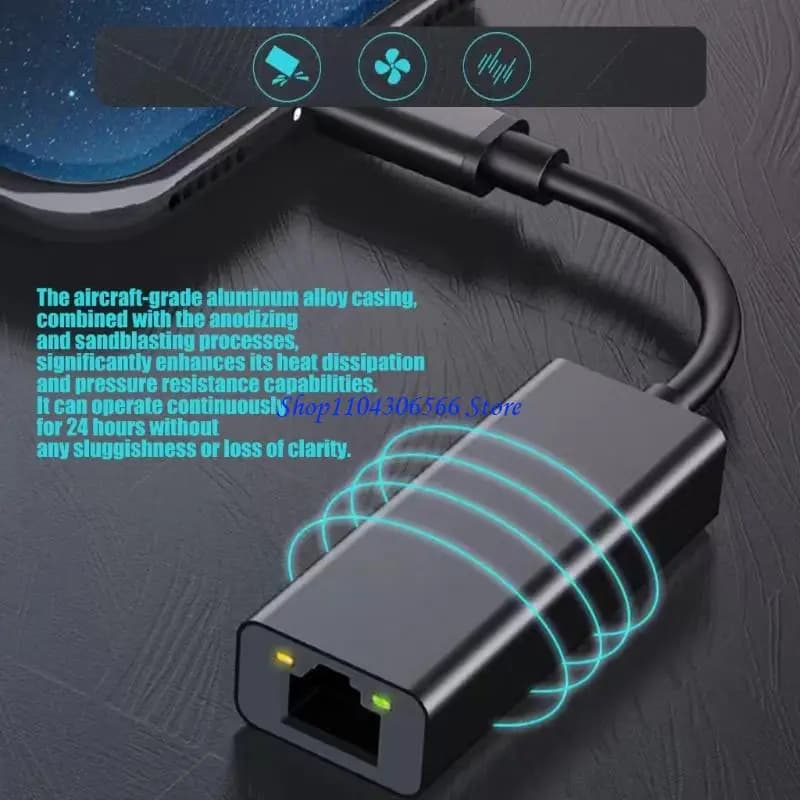Convertitori rete USB C in alluminio 02DD 100Mbps con porta RJ45 per il collegamento del cavo