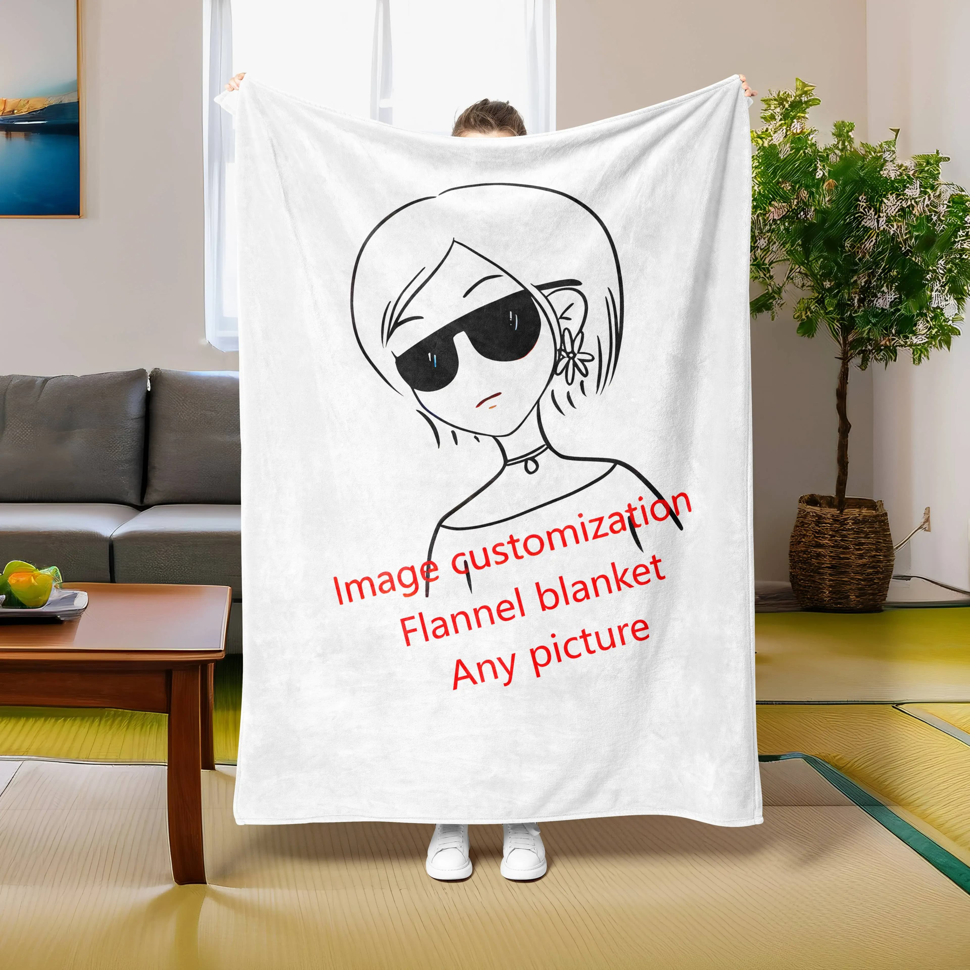 Coperta di flanella personalizzata con pittura HD Qualsiasi immagine Coperta personalizzata fai-da-te Coperte sottili Regali per un buon tempo Giorno di memoria Amore